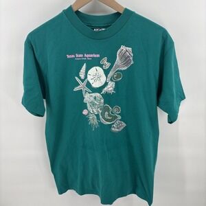 Texas State Aquarium T Shirt Men's Large Blue Vintage Single Stitch 1990 Graphic